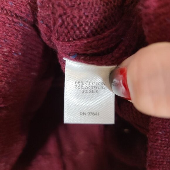 J Jill Burgundy Red Cable Knit Turtleneck Sweater Cotton Silk Blend Size XS‎ - Picture 6 of 8